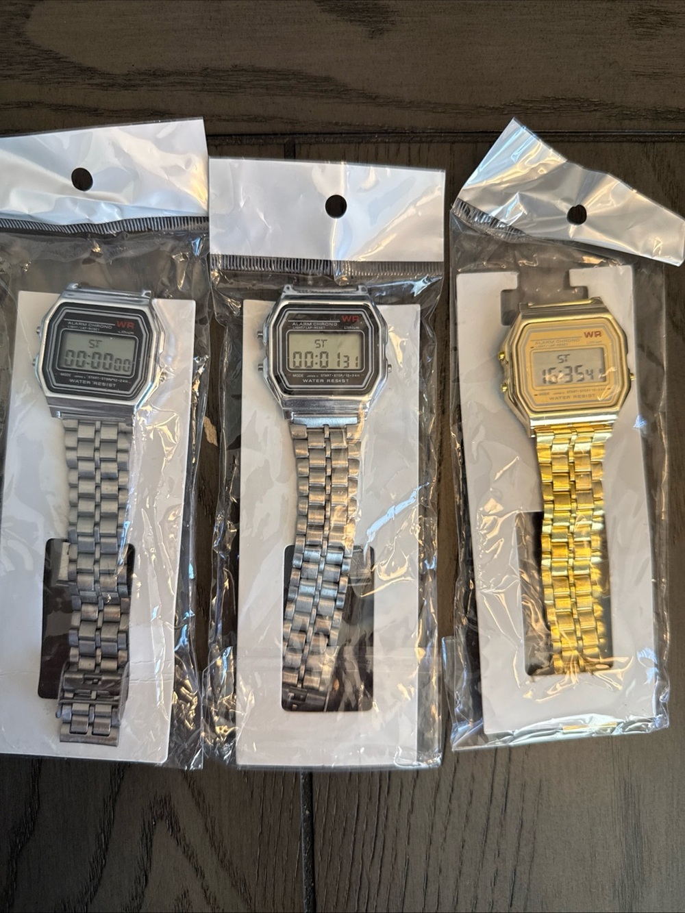 3-Pack Watches Digital Sports LED Unisex Y2K Gold Silver New FAST SHIPPING
